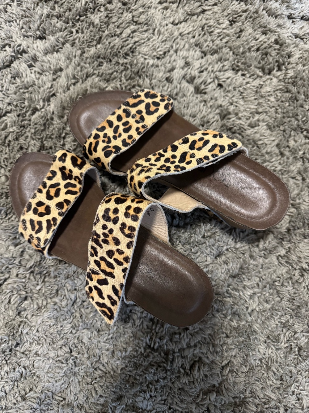 Boutique by Corkys Leopard Print Calf Hair Two-Strap Slide